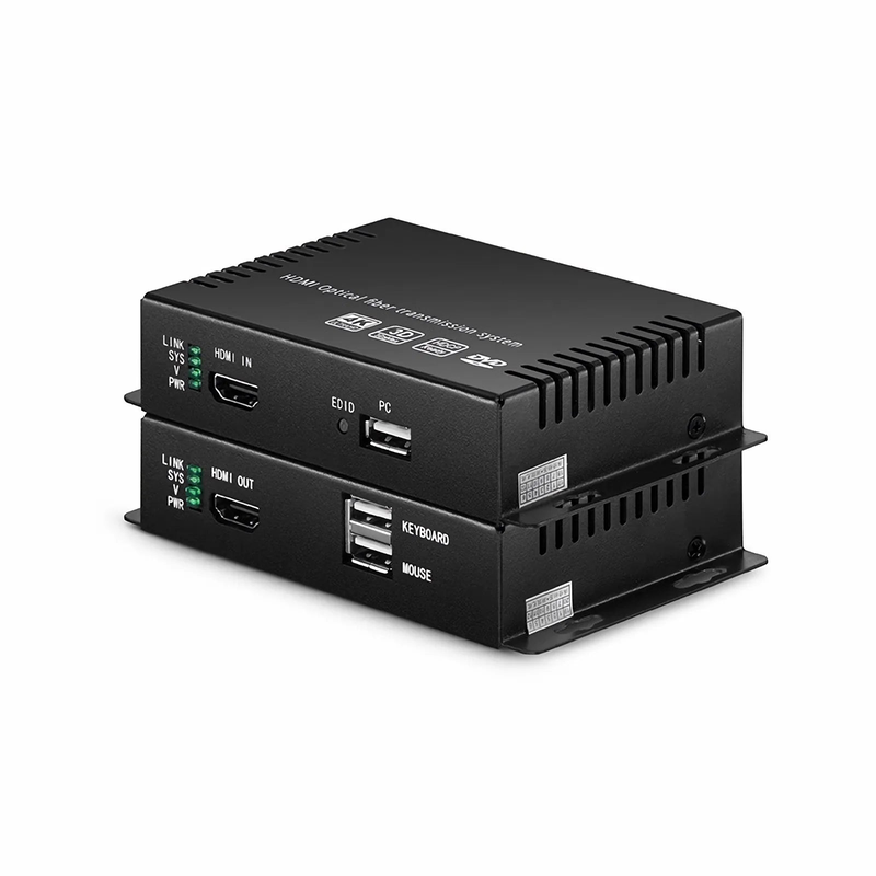 SFPS 4K HDMI USB2.0 KVM Extender Set with Audio and EDID over LC Fiber Optic Cable for 10km, 3840x 2160@30Hz, with Pre-installed SFP+ Modules
