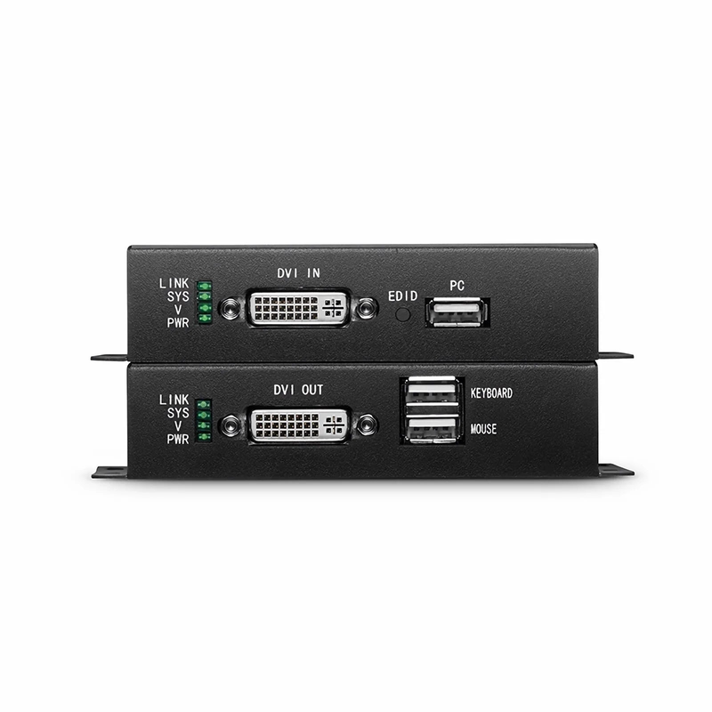 SFPS 4K DVI USB2.0 KVM Extender Set with Audio and EDID over LC Fiber Optic Cable for 10km, 3840x 2160@30Hz, with Pre-installed SFP+ Modules