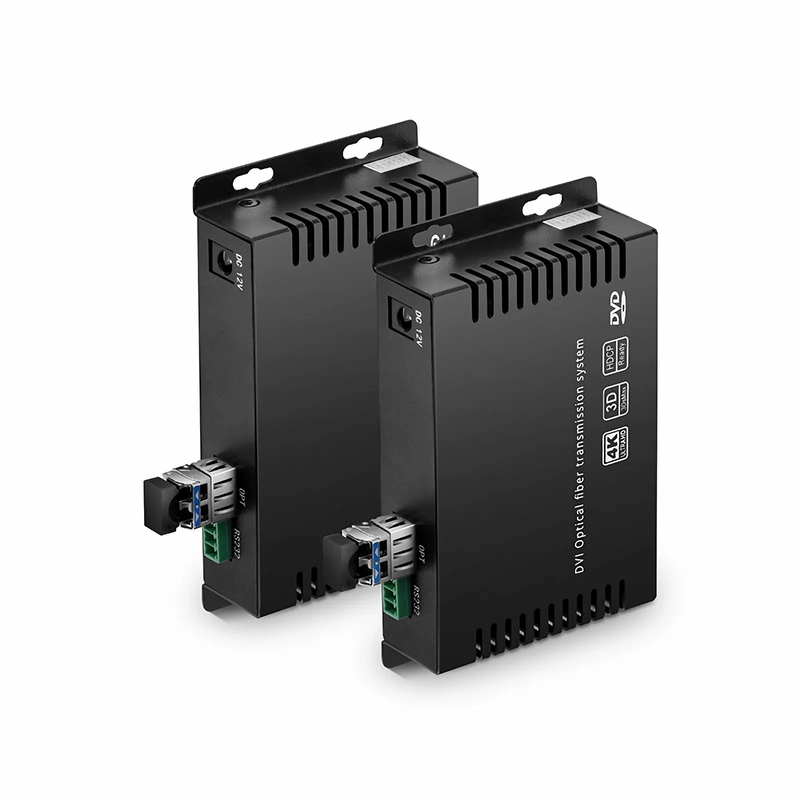 SFPS 4K DVI USB2.0 KVM Extender Set with Audio and EDID over LC Fiber Optic Cable for 10km, 3840x 2160@30Hz, with Pre-installed SFP+ Modules