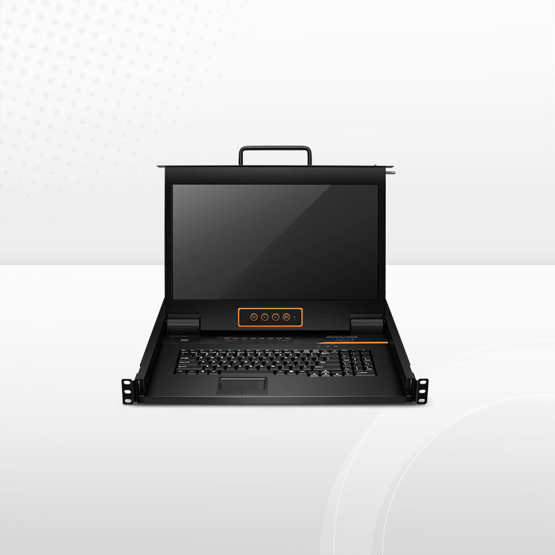 SFPS 8-Port Cat5 1U Rack-Mount KVM Over IP Switch with 17" Full HD LCD, 8 x RJ45 to VGA Interface Modules Included