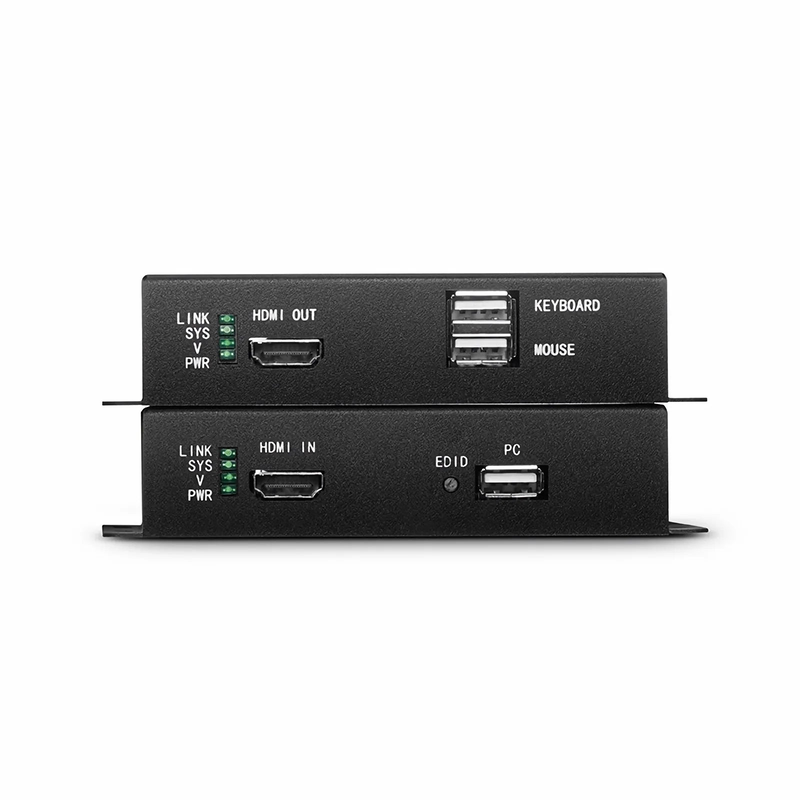 SFPS 4K HDMI USB2.0 KVM Extender Set with Audio and EDID over LC Fiber Optic Cable for 10km, 3840x 2160@30Hz, with Pre-installed SFP+ Modules