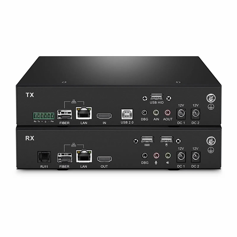SFPS 4K HDMI USB HID IP KVM Matrix Transmitter Set with Audio and EDID over Fiber Optic Cable for 20km and Cat5e/6/6a/7 for 120m, 3840x2160@60Hz