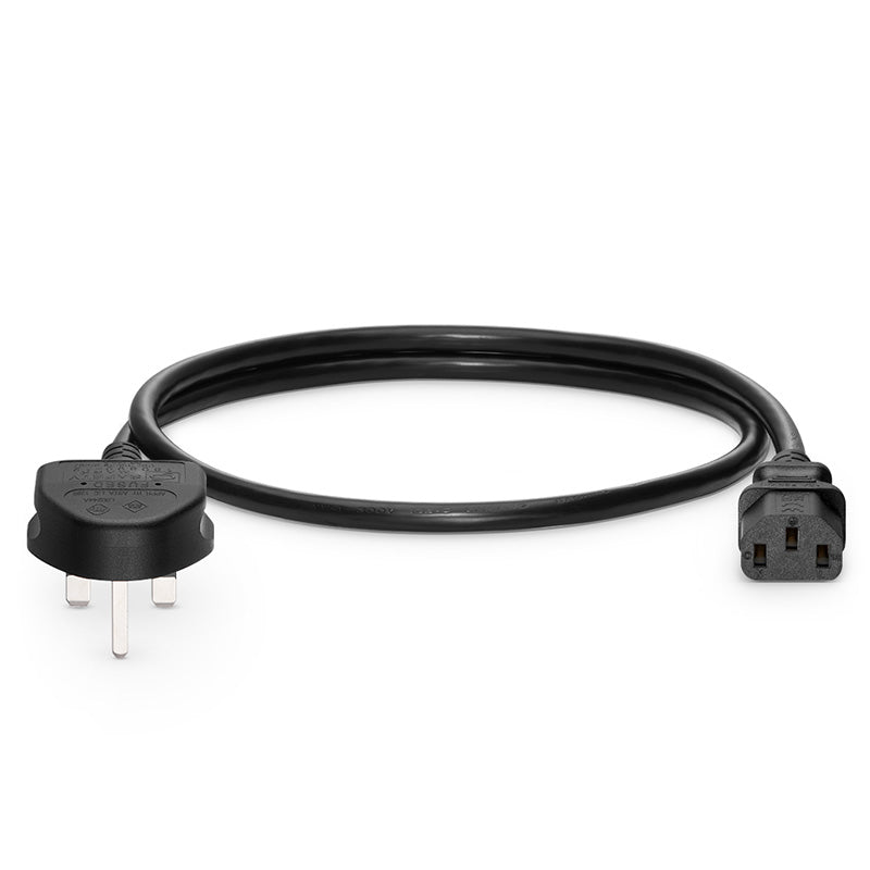 SFPS 2ft (0.6m) BS 1363 to IEC60320 C13 3 x 1.0mmA² 250V/10A Power Cord, Black
