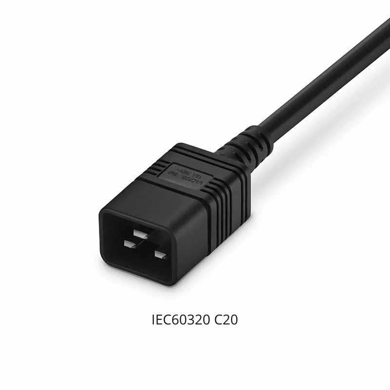 SFPS 2ft (0.6m) IEC60320 C20 to IEC60320 C19 14AWG 250V/16A Power Extension Cord, Black