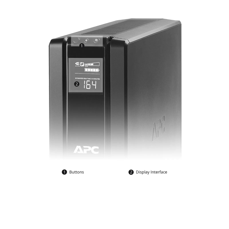 SFPS APC Back-UPS Pro, 1500VA/865W, 120V, 10 x NEMA 5-15R Outlets, AVR, LCD, 1 Replaceable Battery Module Included, Tower