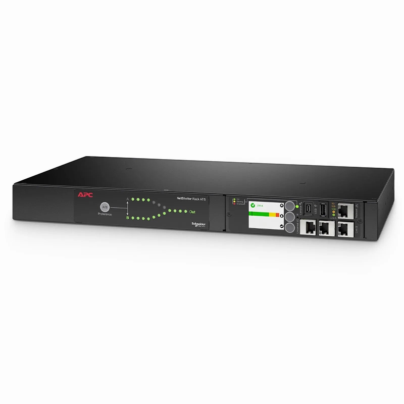 SFPS APCA® NetShelter Rack Automatic Transfer Switch, 1U, 16A, 230V, 2 C20 IN, 8 C13, 1 C19 OUT