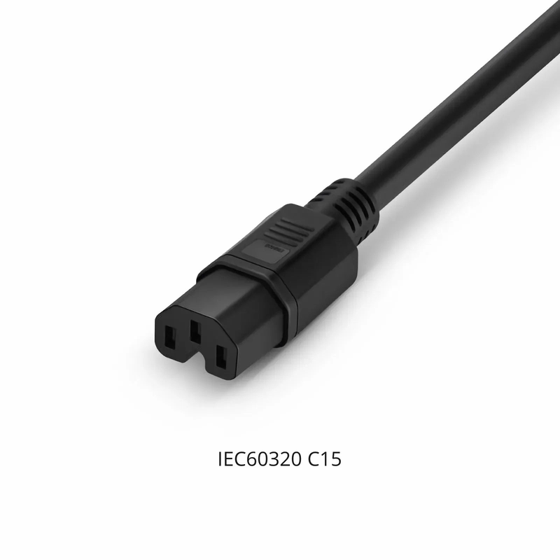 SFPS 3ft (0.9m) IEC60320 C14 to IEC60320 C15 14AWG 250V/15A Power Cord, Black