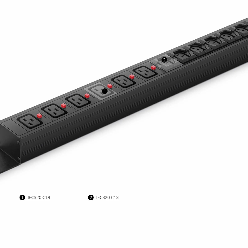 SFPS 14.49kW Single-Phase 63A/230V Basic Rack PDU, 21 x C13 & 6 x C19 Outlets, IEC309 63A 2P + E Plug, 10ft Cord, 0U Vertical