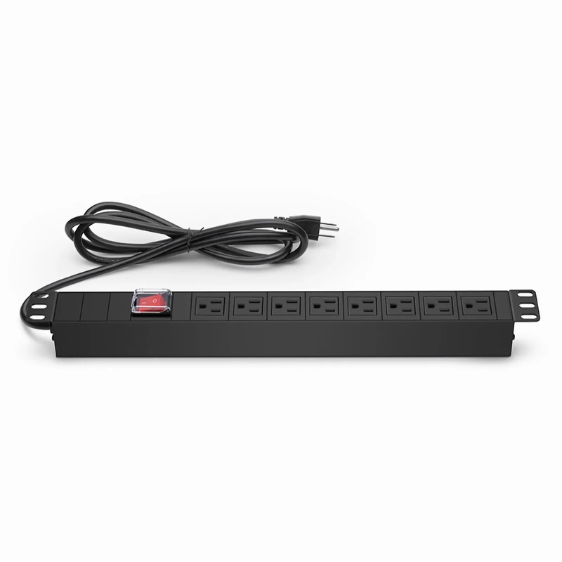 SFPS 1.88kW Single-Phase 15A/125V Basic Rack PDU, 8 x NEMA 5-15R Outlets, NEMA 5-15P Plug, 6.6ft Cord, 1U Rack-Mount