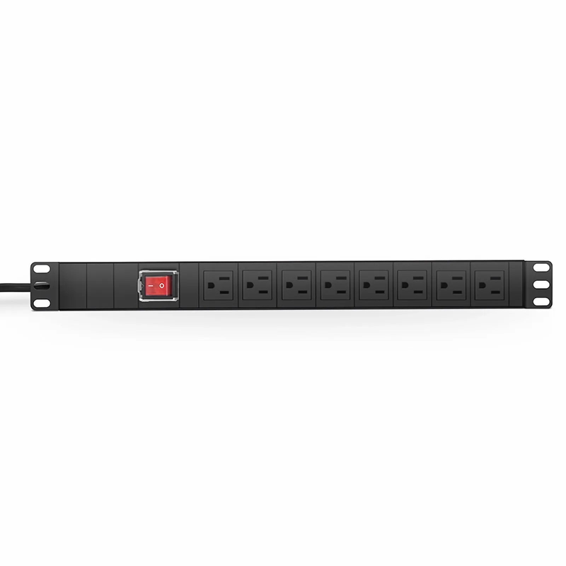 SFPS 1.88kW Single-Phase 15A/125V Basic Rack PDU, 8 x NEMA 5-15R Outlets, NEMA 5-15P Plug, 6.6ft Cord, 1U Rack-Mount