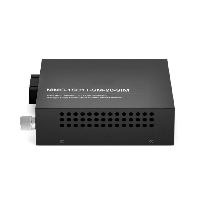 SFPS Managed 1x 10/100/1000Base-T RJ45 to 1x 100/1000Base-X Single Mode Duplex SC 1310nm 20km Gigabit Ethernet Media Converter, Slide-in Module, American Plug Standard
