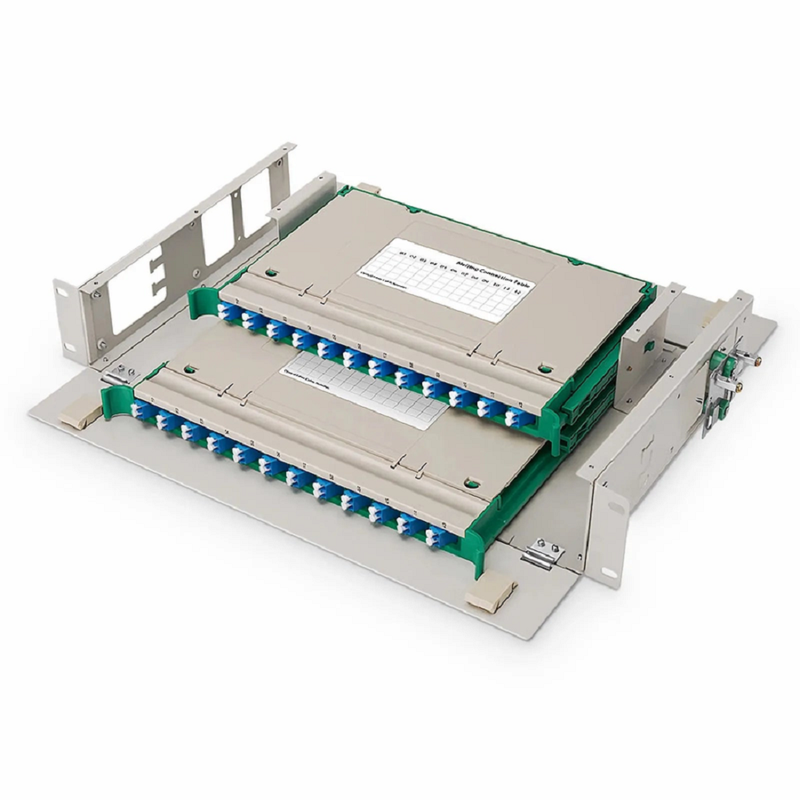 SFPS 2U Rack Mount Fiber Optic Distribution Panel, 48 Fibers OS2 Single Mode, 24 x LC UPC Duplex (Blue) Adapter
