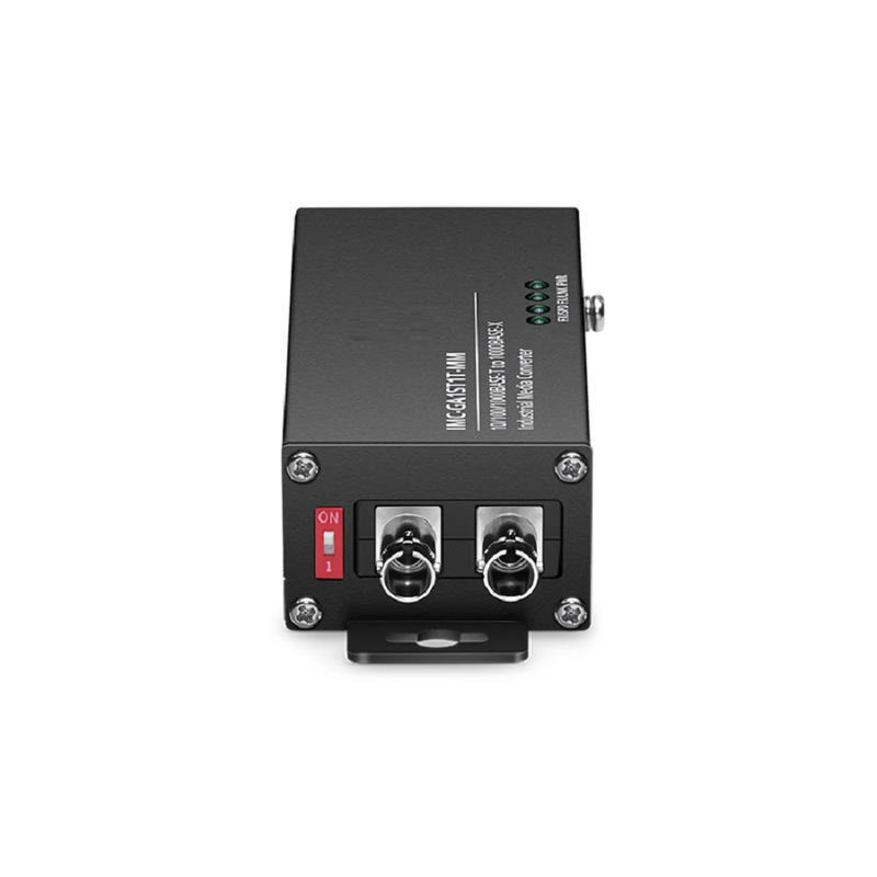 SFPS Mini Industrial 1x 10/100/1000Base-T RJ45 to 1x 1000Base-X Multimode ST 850nm 550m Gigabit Ethernet Media Converter, American Plug Standard