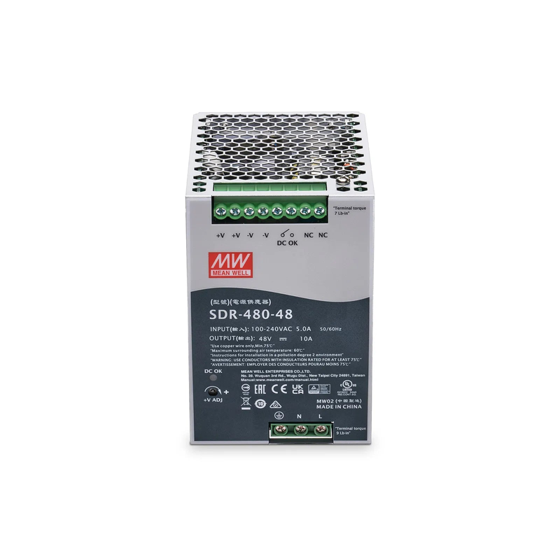 SFPS 480W 48VDC Slim DIN Rail High-Performance Industrial Power Supply with PFC Function