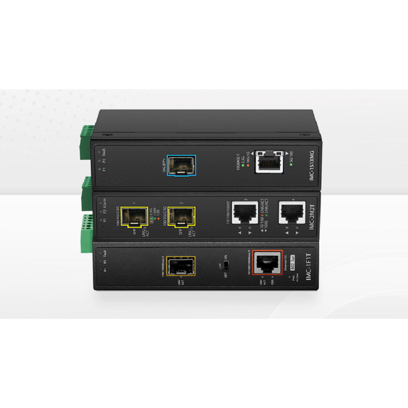 SFPS Industrial Unmanaged 2 x 10/100/1000Base-T RJ45 to 2 x 100/1000/2500Base-X SFP Gigabit Ethernet Media Converter