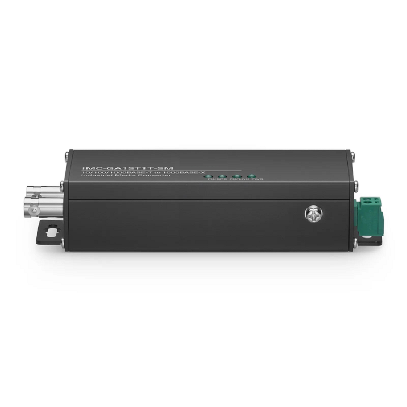 SFPS Mini Industrial Unmanaged 1x 10/100/1000Base-T RJ45 to 1x 1000Base-X Single Mode ST 1310nm 20km Gigabit Ethernet Media Converter, American Plug Standard