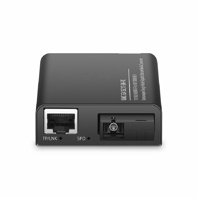 SFPS Mini Unmanaged 1x 10/100/1000Base-T RJ45 to 1x 100/1000Base-X Single Mode SC 1310/1550nm 20km Gigabit Ethernet Media Converter, American Plug Standard