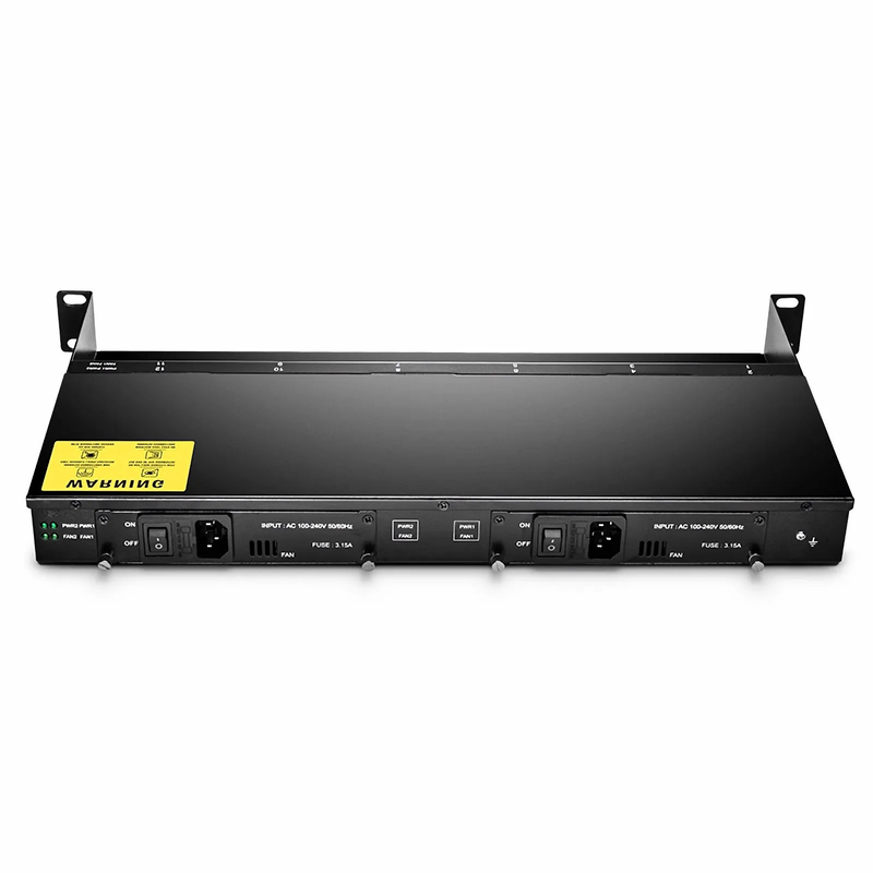 SFPS 12 10/100M and 10/100/1000M Mini Media Converter Chassis, 1U Rack Mount, Dual Power AC 220V