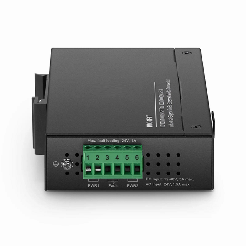 SFPS Industrial Unmanaged 1x 10/100/1000Base-T RJ45 to 1x 100/1000Base-X SFP Gigabit PoE+ Ethernet Media Converter