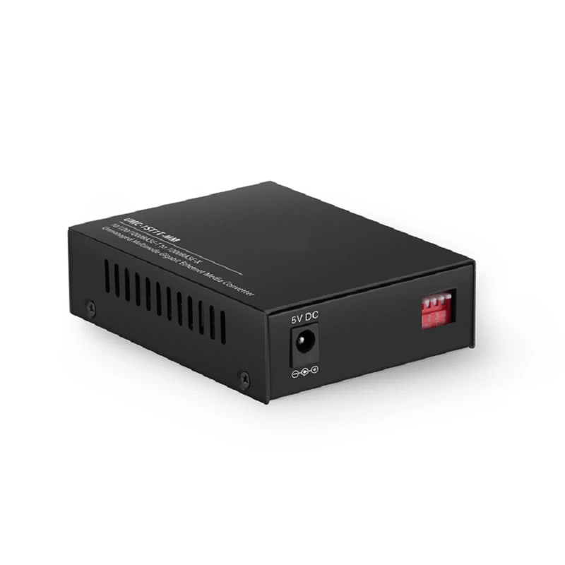 SFPS Unmanaged 1x 10/100/1000Base-T RJ45 to 1x 1000Base-X Multimode ST 850nm 220/550m Gigabit Ethernet Media Converter, American Plug Standard