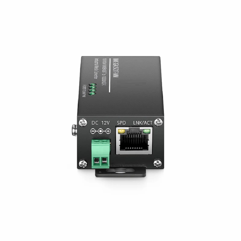 SFPS Mini Industrial 1x 10/100/1000Base-T RJ45 to 1x 1000Base-X Multimode SC 850nm 550m Gigabit Ethernet Media Converter, European Plug Standard