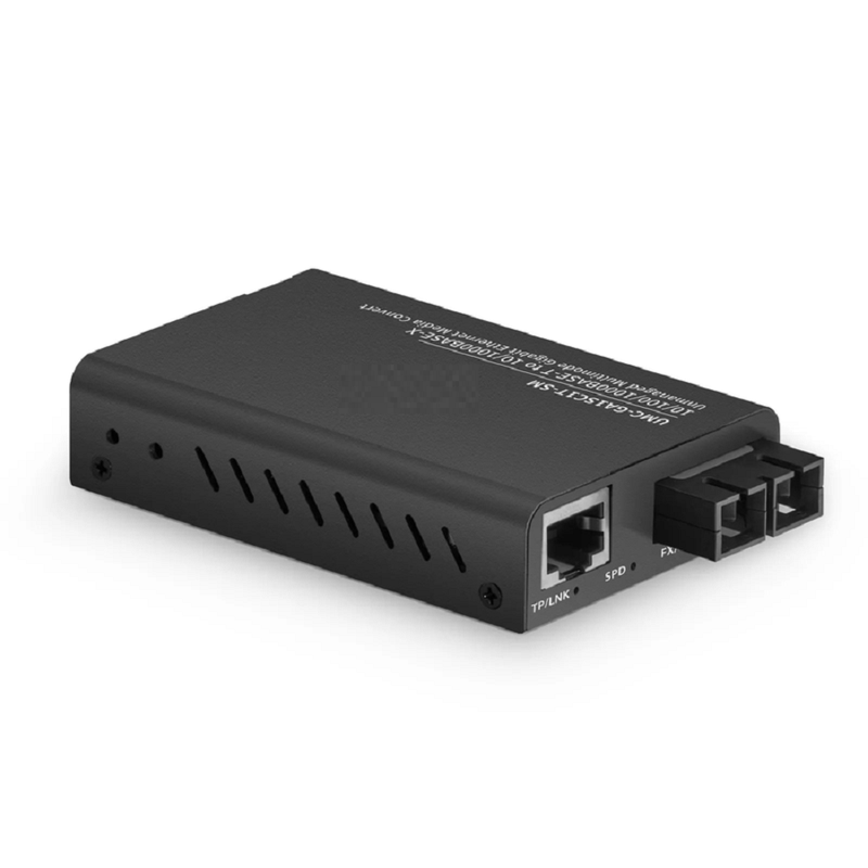 SFPS Mini Unmanaged 1x 10/100/1000Base-T RJ45 to 1x 100/1000Base-X Multimode SC 850nm 220/550m Gigabit Ethernet Media Converter, British Plug Standard