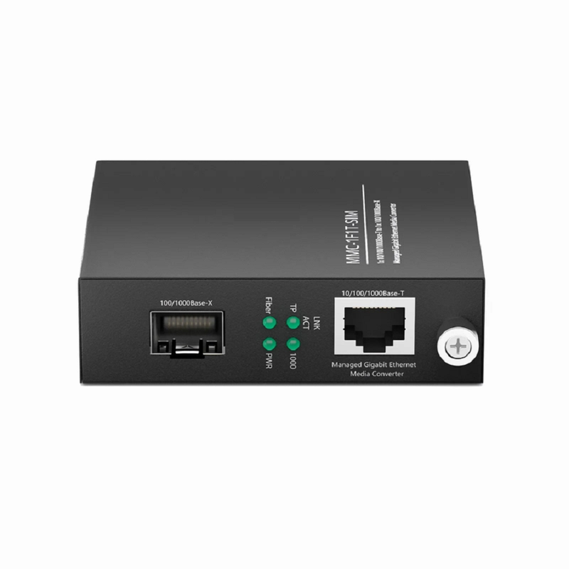 SFPS Managed 1x 100M/1G/2.5G/5G/10GBase-T RJ45 to 1x 10GBase-X SFP+ 10Gigabit Ethernet Media Converter, Slide-in Module, American Plug Standard