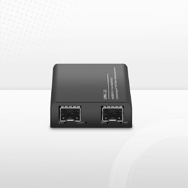 SFPS Mini Unmanaged 1x 10GBase-X to 1x 10GBase-X 2SFP+ 10Gigabit Fiber Media Converter, American Plug Standard