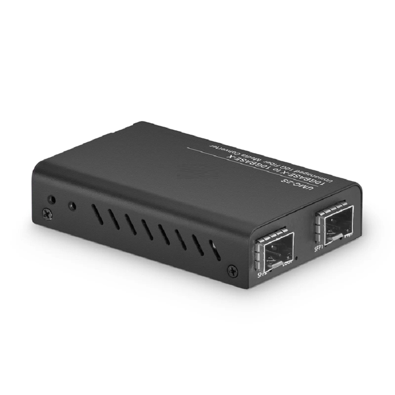 SFPS Mini Unmanaged 1x 10GBase-X to 1x 10GBase-X 2SFP+ 10Gigabit Fiber Media Converter, British Plug Standard