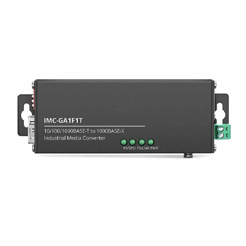 SFPS Mini Industrial Unmanaged 1x 10/100/1000Base-T RJ45 to 1x 1000Base-X Single Mode SC 1310nm 20km Gigabit Ethernet Media Converter, European Plug Standard