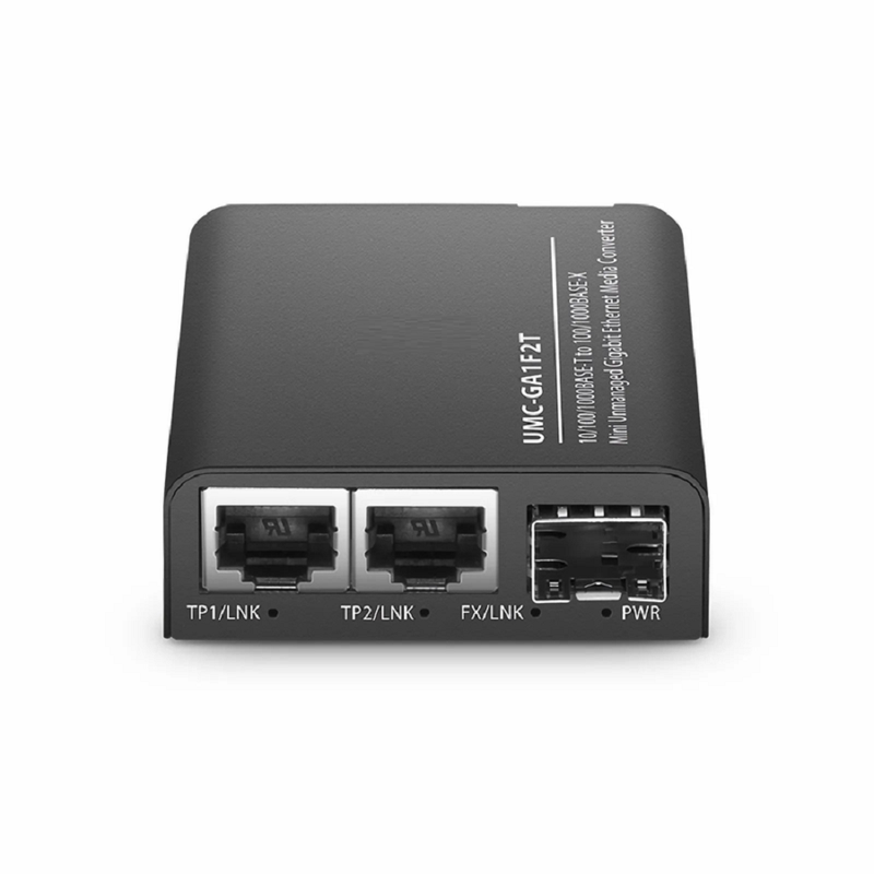 SFPS Mini Unmanaged 2x 10/100/1000Base-T RJ45 to 1x 1000Base-X SFP Gigabit Ethernet Media Converter, British Plug Standard