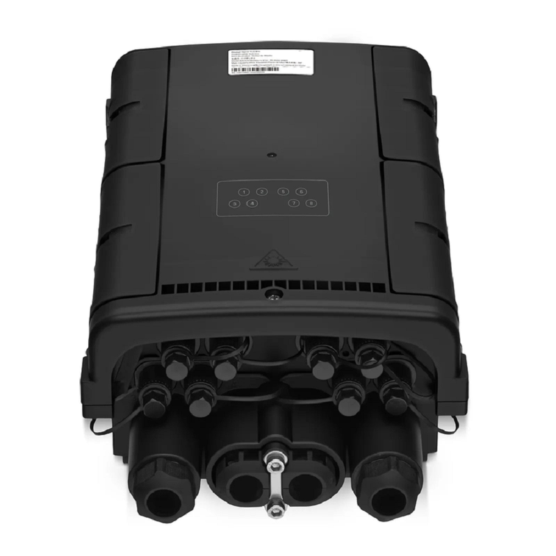 SFPS Fully Pre-Terminated Fiber Distribution Hub Box for Quick ODN, 1 Uncut Port, 2 Branch Ports and 8 SC/APC Hardened Adapters, Mechanical Seal, Supports 1:2/1:4/1:8 Mini Splitters, PP+GF, IP68, Wall/Pole/Aerial Mount, Indoor/Outdoor