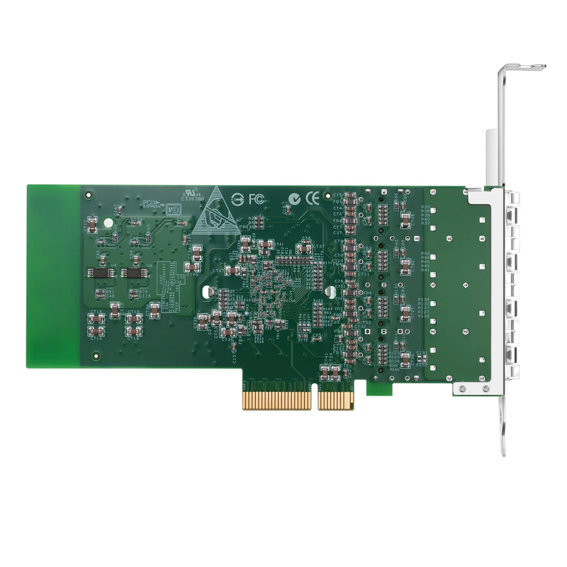 SFPS Intel I350-AM4 Based Ethernet Network Interface Card, 1G Quad-Port SFP, PCIe 2.0 x4, Comparable to Intel I350-F4, Tall&Short Bracket