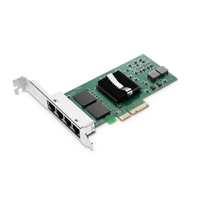 SFPS Intel I350-AM4 Based Ethernet Network Interface Card, 1G Quad-Port RJ45, PCIe 2.0 x4, Comparable to Intel I350-T4V2, Tall&Short Bracket