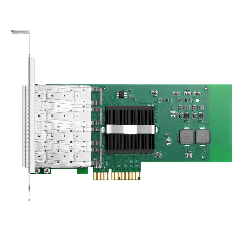 SFPS Intel I350-AM4 Based Ethernet Network Interface Card, 1G Quad-Port SFP, PCIe 2.0 x4, Comparable to Intel I350-F4, Tall&Short Bracket