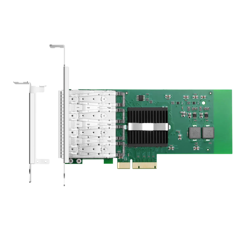 SFPS Intel I350-AM4 Based Ethernet Network Interface Card, 1G Quad-Port SFP, PCIe 2.0 x4, Comparable to Intel I350-F4, Tall&Short Bracket