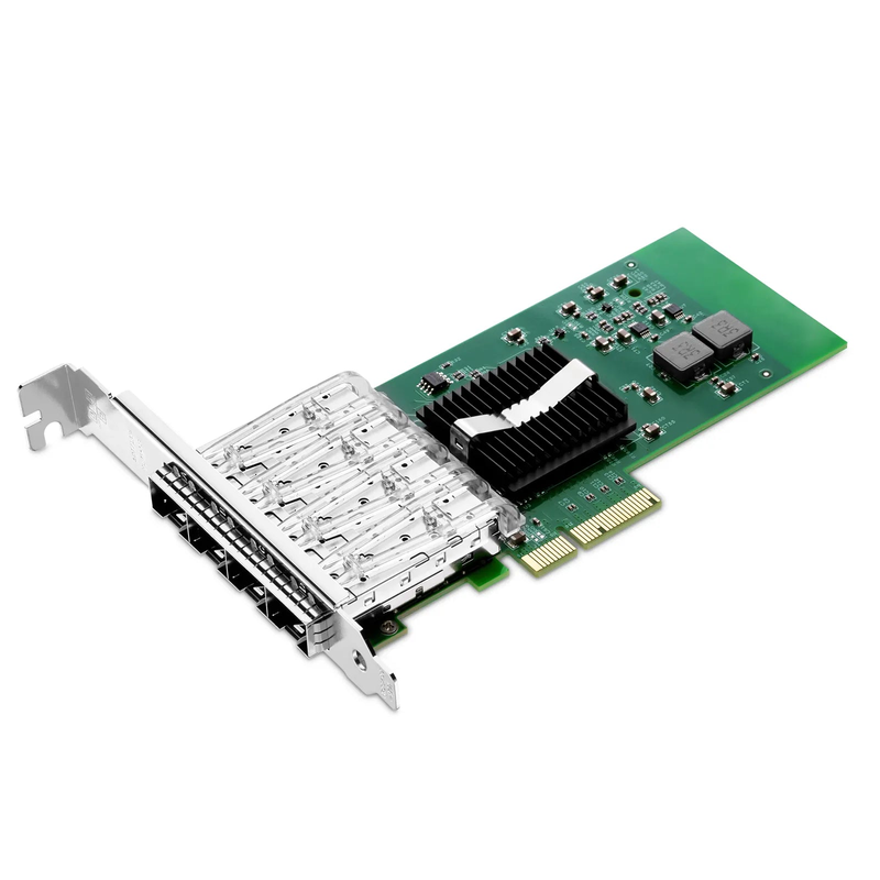 SFPS Intel I350-AM4 Based Ethernet Network Interface Card, 1G Quad-Port SFP, PCIe 2.0 x4, Comparable to Intel I350-F4, Tall&Short Bracket