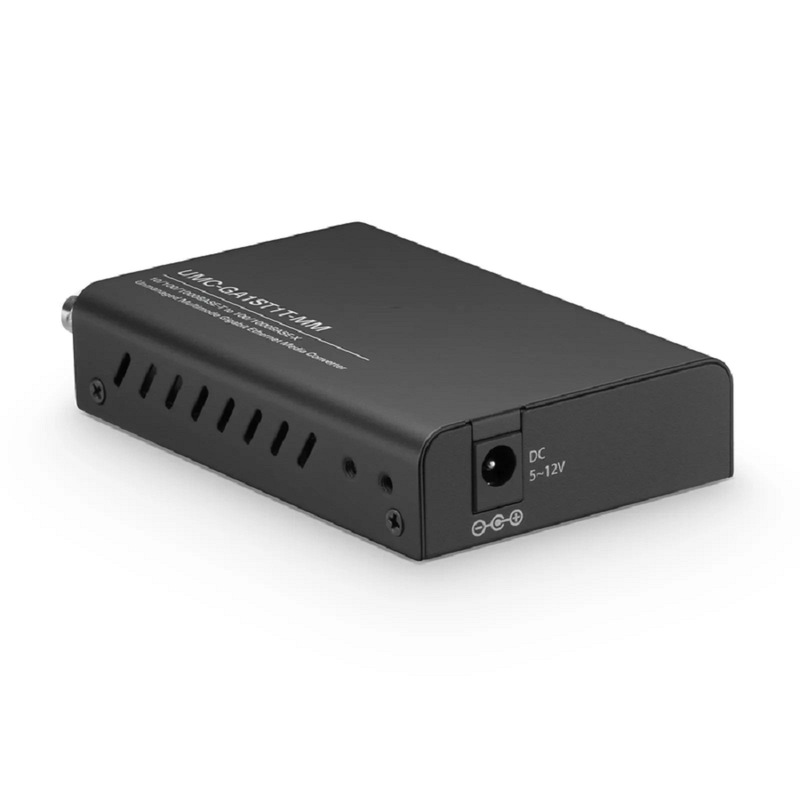 SFPS Mini Unmanaged 1x 10/100/1000Base-T RJ45 to 1x 100/1000Base-X Multimode ST 850nm 220/550m Gigabit Ethernet Media Converter, American Plug Standard