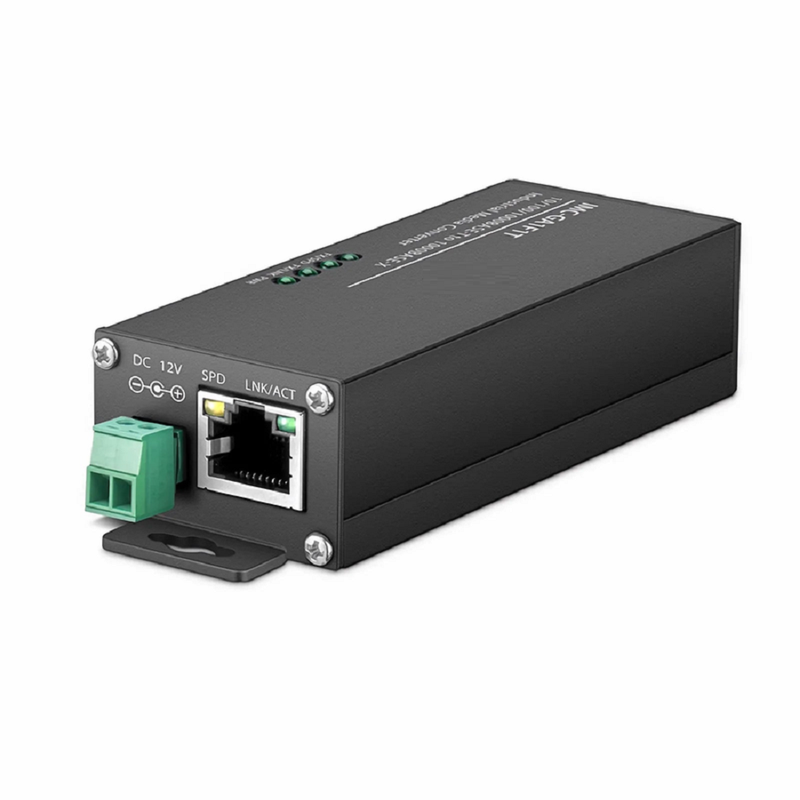 SFPS Mini Industrial Unmanaged 1x 10/100/1000Base-T RJ45 to 1x 1000Base-X SFP Gigabit Ethernet Media Converter, European Plug Standard