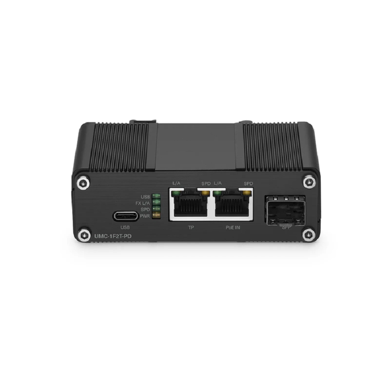 SFPS Unmanaged 2 x 10/100/1000Base-T RJ45 to 1 x 100/1000Base-X SFP Gigabit Ethernet PoE+ PD with USB DC Output Media Converter