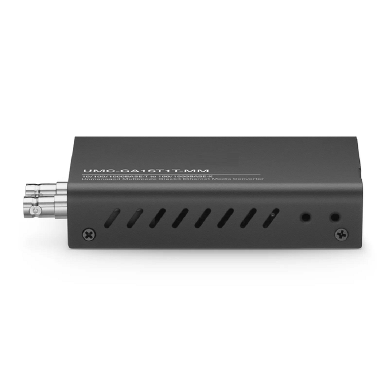 SFPS Mini Unmanaged 1x 10/100/1000Base-T RJ45 to 1x 100/1000Base-X Multimode ST 850nm 220/550m Gigabit Ethernet Media Converter, American Plug Standard