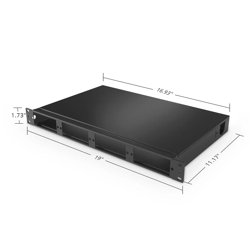 SFPS FHD High Density 1U Rack Mount Enclosure Unloaded, Tool-less Removable Top Cover, Holds up to 4 x FHD Cassettes, Panels, or Splice Trays, 144 Fibers (LC)