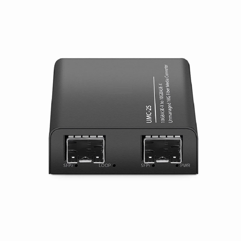 SFPS Mini Unmanaged 1x 10GBase-X to 1x 10GBase-X 2SFP+ 10Gigabit Fiber Media Converter, European Plug Standard