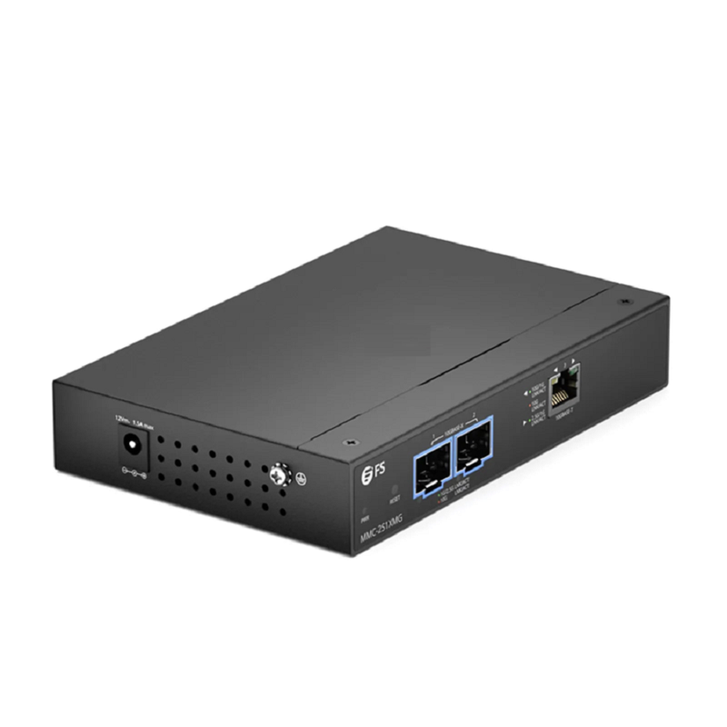 SFPS Managed 1x 100M/1G/2.5G/5G/10GBase-T RJ45 to 2x 10GBase-X SFP+ 10Gigabit Ethernet Media Converter, American Plug Standard