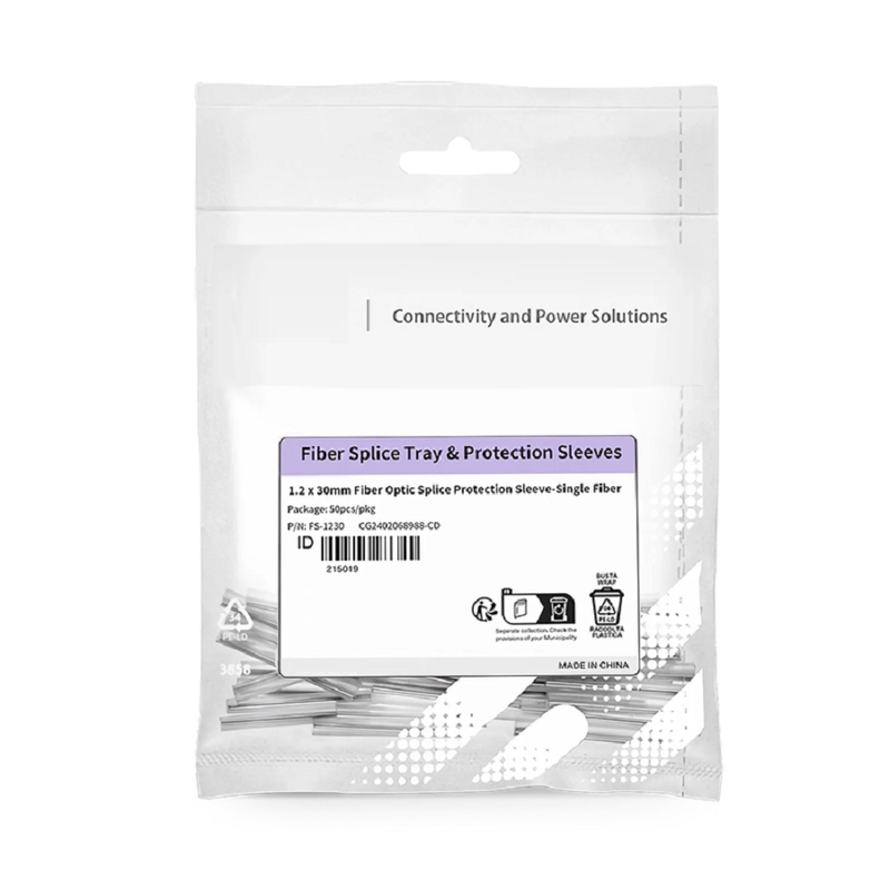SFPS 1.2 x 30mm Fiber Optic Splice Protection Sleeve, Single Fiber, 50pcs/pkg