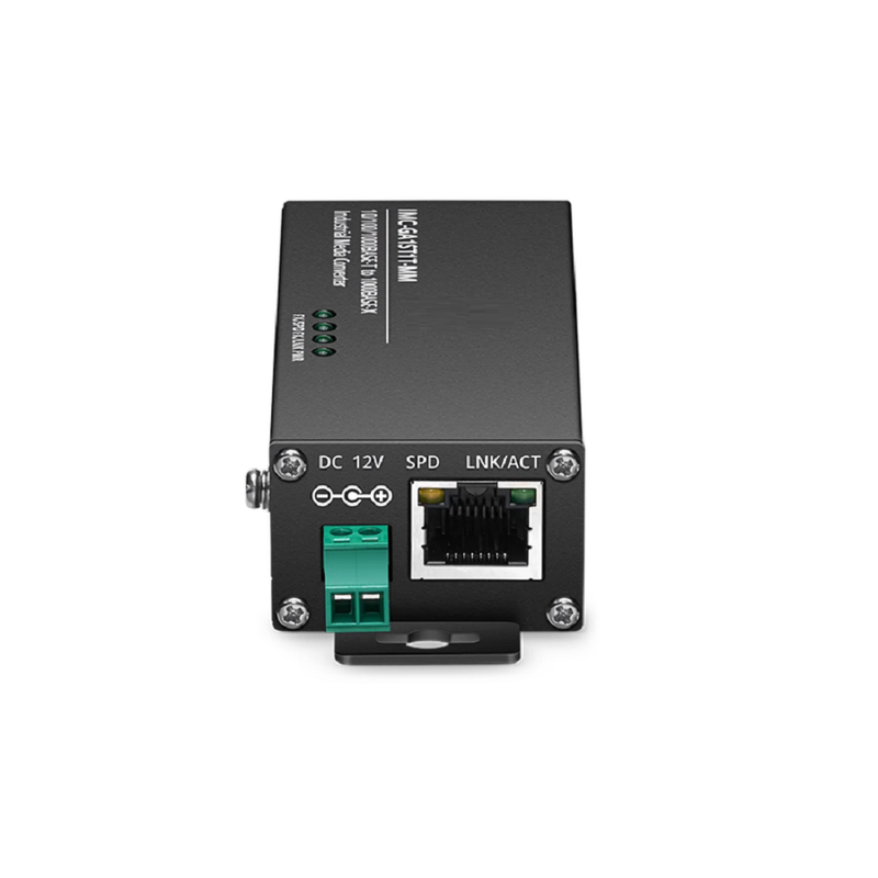 SFPS Mini Industrial 1x 10/100/1000Base-T RJ45 to 1x 1000Base-X Multimode ST 850nm 550m Gigabit Ethernet Media Converter, American Plug Standard