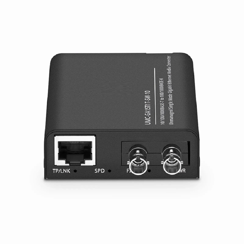 SFPS Mini Unmanaged 1x 10/100/1000Base-T RJ45 to 1x 100/1000Base-X Single Mode ST 1310nm 10km Gigabit Ethernet Media Converter, American Plug Standard