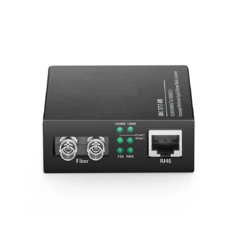 SFPS Unmanaged 1x 10/100/1000Base-T RJ45 to 1x 1000Base-X Single Mode ST 1310nm 20km Gigabit Ethernet Media Converter, American Plug Standard