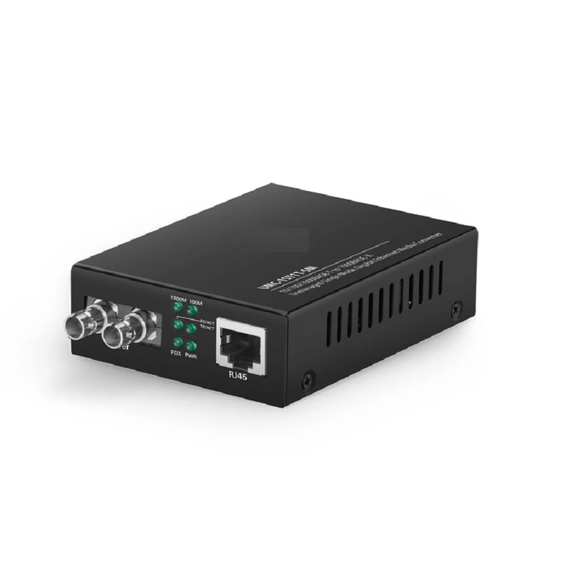 SFPS Unmanaged 1x 10/100/1000Base-T RJ45 to 1x 1000Base-X Single Mode ST 1310nm 20km Gigabit Ethernet Media Converter, American Plug Standard