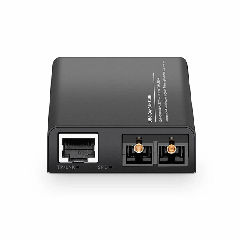 SFPS Mini Unmanaged 1x 10/100/1000Base-T RJ45 to 1x 100/1000Base-X Multimode SC 850nm 220/550m Gigabit Ethernet Media Converter, American Plug Standard